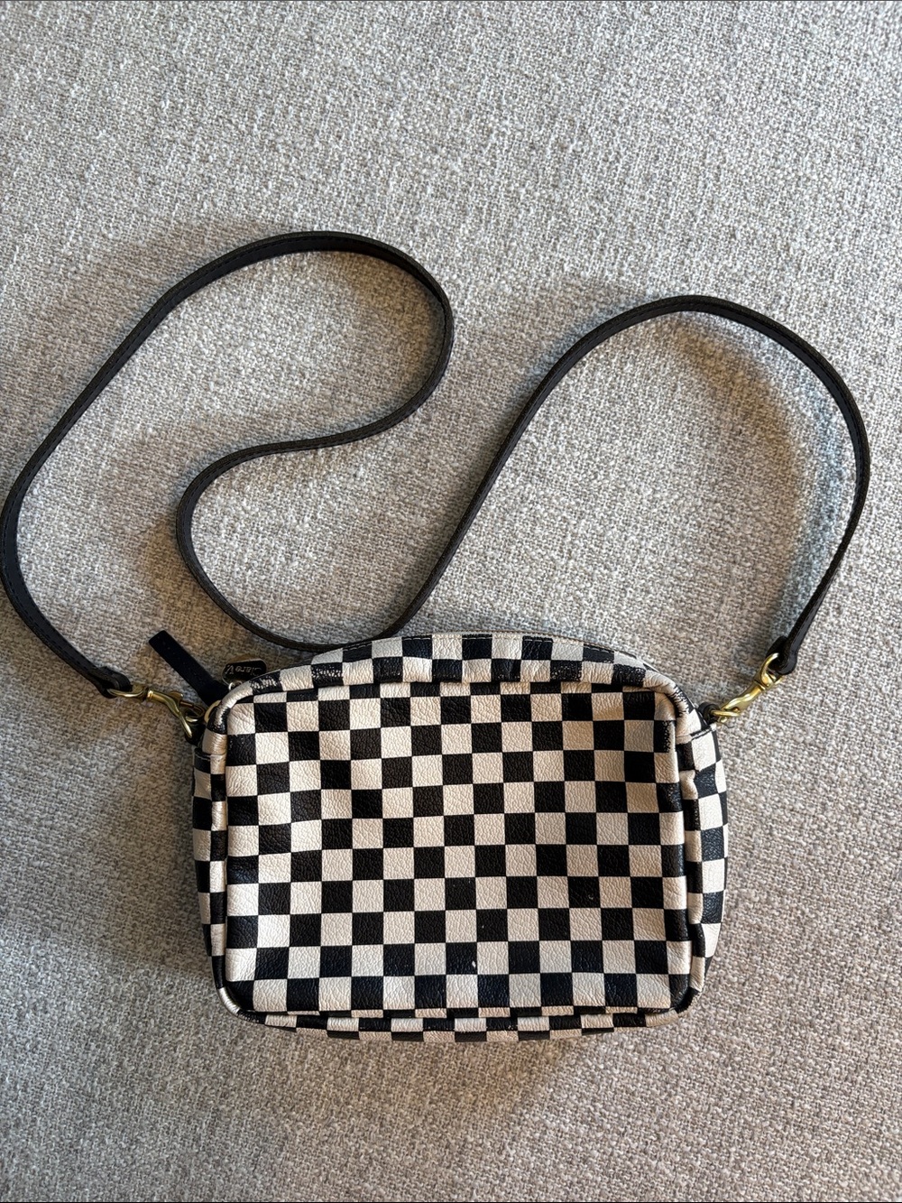 Clare V Black & White Checkerboard Crossbody